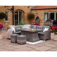 Rattan Garden Corner Dining Set With Rectangular Fire Pit Table in Grey - Sorrento - Rattan Direct