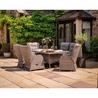 Reclining Rattan Garden Dining Set with 6 Chairs & Large Rectangular Table in Grey - Fiji - Rattan Direct