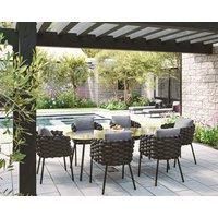 Rope Weave 6 Seater Garden Dining Set in Grey - Selene - Rattan Direct