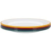 White Enamel Dinner Plates Outdoor Camping Dinnerware Tableware 25.5cm 4 Colours