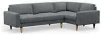 Hutch Slim Velvet Block Arm 5 Seater Corner Sofa- Slate Grey