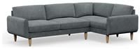 Hutch Slim Velvet Round Arm 5 Seater Corner Sofa- Slate Grey