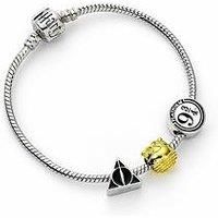 Harry Potter The Carat Shop 9 3/4-17 cm Silver Tone Charm Bracelet with Deathly Hallows, Golden Snitch