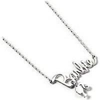 Barbie Sterling Silver Necklace with Name Logo & Silhouette Charm