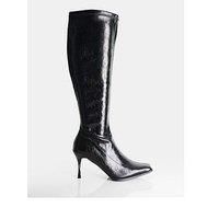 Public Desire Scorpion Cracked Knee High Boot - Black