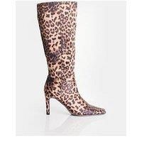 Public Desire Pose Knee High Boot - Leopard