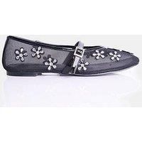 Public Desire Coquette Embellished Flat Shoe - Black