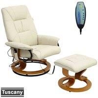 NEW LEATHER SWIVEL RECLINER CHAIR w FOOT STOOL ARMCHAIR HOME OFFICE