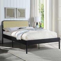 Slumberworx Cheshunt Black Metal Rattan Headboard Bed Frame - Double