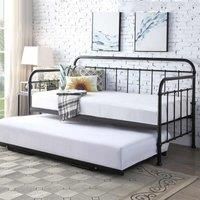 ICKLEFORD INDUSTRIAL LIVING ROOM BEDROOM METAL DAY BED FRAME w GUEST TRUNDLE