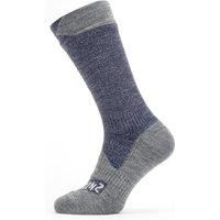 SEALSKINZ Raynham Waterproof All Weather Mid Length Sock Navy Blue/Grey Marl Unisex SOCK