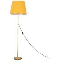 MiniSun Modern Gold Metal Standard Floor Lamp with a Mustard Tapered Shade