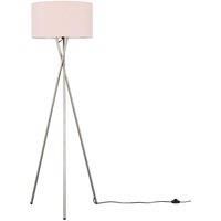 Tripod Floor Lamp Standard Light Brushed Chrome Cotton Lampshade LED GLS Bulb