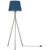 Camden Tripod Floor Lamp in Copper + Large Aspen Shade  Navy Blue  Minisun