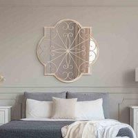 MirrorOutlet Rose Petal Shaped Metal Decorative Window Cream Wall Mirror 90cm x 90cm