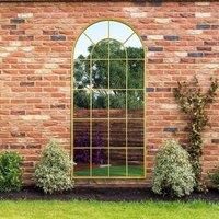 MirrorOutlet The Arcus - Gold Framed Arched Window Garden Mirror 71'' X 33.5'' (180x85CM)