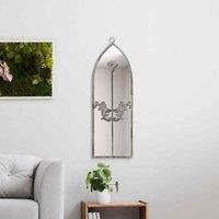 MirrorOutlet Arcus - Concrete Colour Metal Framed Arched Wall Mirror 24"x 8" (60 X 20cm)