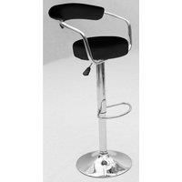 Two Bar Stools Black Leather Seat Swivel Adjustable Chrome Frame