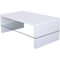 Heartlands Furniture Vala High Gloss Coffee Table with Glass Shelf White / 1100W x 600D x 420H