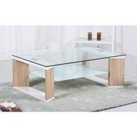 Zola Glass Coffee Table White & Natural / 1040W x 700D x 380H Natural & White High Gloss