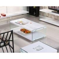 Marco White High Gloss & Glass Coffee Table/Coffee Table / 1220W x 600D x 405H / White High Gloss/Tempered Glass