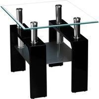 Telford Glass Top Lamp Table High Gloss Black