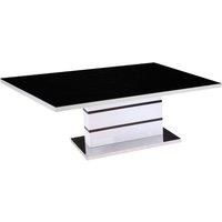 Aldridge High Gloss Coffee Table White with Black Glass Top/Black Painted Glass Top with High Gloss Frame/Stainless Steel Base / 1200W x 600D x 470H