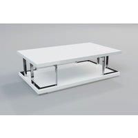 Celtic Coffee Table High Gloss with Stainless Steel Frame 1000W x 600D x 350H White