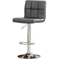 Two Bar Stools Executive Grey Leather Adjustable Swivel Chrome Pack of Two