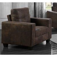 Leigh Antiqued Fabric Armchair Brown