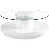 Heartlands Furniture Nebula Coffee Table Round White High Gloss / 800W Round x 450H Glass with White High Gloss Base