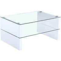 Truro Glass Coffee Table with White High Gloss Legs / 900W x 600D x 450H /Clear Glass with White High Gloss Legs