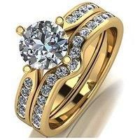 Moissanite 9Ct Gold 1.5 Carat Eq Two Piece Bridal Set