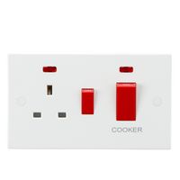 KnightsBridge 45A DP Cooker Switch and 13A Socket with Neons