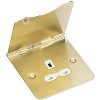 KnightsBridge 13A 1 Gang UK 3 Pin Unswitched Flat Plate Floor Socket - Brushed Brass