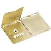 KnightsBridge 13A 2 Gang UK 3 Pin Unswitched Flat Plate Floor Socket - Brushed Brass