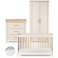 Silver Cross Seville Convertible Cot, Superior Mattress, Dresser & Wardrobe - Cot to Toddler Bed - Nursery Furniture Set - Kids Wardrobe & Dresser