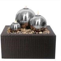 Water Feature Magma Triple Sphere Stainless Steel Fire and Water for Indoor and