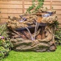 Montana Falls Outdoor Water Feature Log & Rock Cascade with Lights 77cm