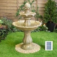 Solar Powered 'Imperial' Water Fountain Cream Tiered with Lights 92cm