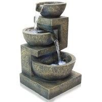 3 Tier Cascading Water Feature Kendal Lights Outdoor Use Self Contained 48cm