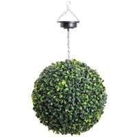 Pair Solar Powered LED Artificial Topiary Ball 38cm The Big Buxus Ball