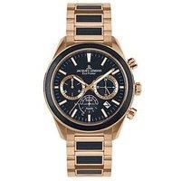 JACQUES LEMANS Eco Power Solar Chronograph Rose Gold Plated & Vegan Apple Skin Men/'s Bracelet Watch