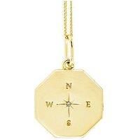 Gold Plated Compass Ocatagon Pendant Necklace