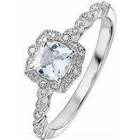 Love Gem Arrosa 9Ct White Gold Aquamarine & Diamond Ring