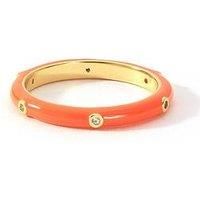 The Love Silver Collection Gold Plated Sterling Silver Crystal Orange Enamel Stacker Ring