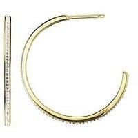 The Love Silver Collection Gold Plated Sterling Silver Crystal 30Mm Hoop Stud Earrings