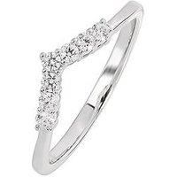 Love Diamond 9Ct White Gold 0.15Ct Natural Diamond Wishbone Ring