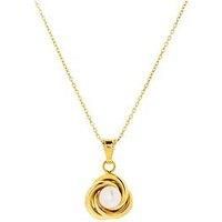 The Love Silver Collection Gold Plated Sterling Silver Freshwater Pearl Knot Necklace