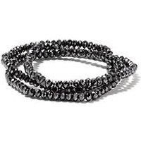 The Love Silver Collection Gun-Grey Crystal Beads Trio Stretch Bracelet